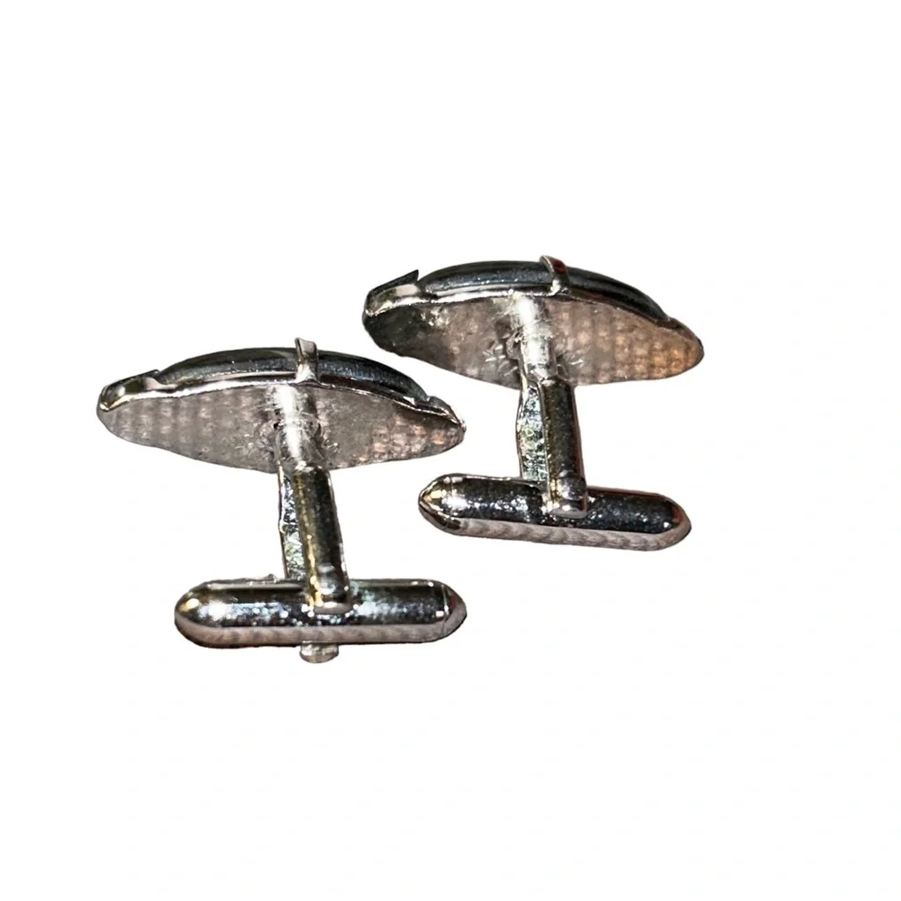 Vintage 90’s Onyx // Silver Tone Cuff Links